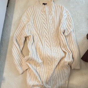 Express Cream Mini Dress with Textured Knit